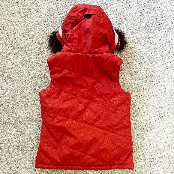 Billabong Hooded Puffer Vest Winter Vest Faux Fur Trim Burnt Orange Sz M Outdoor - Picture 6 of 12